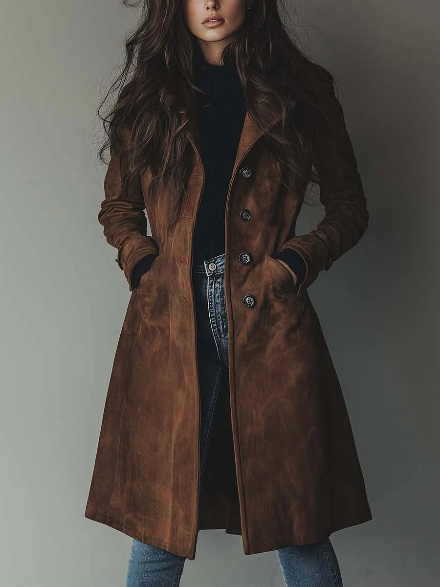 Womens Western Style Long Trench Coat For Fall And Winter